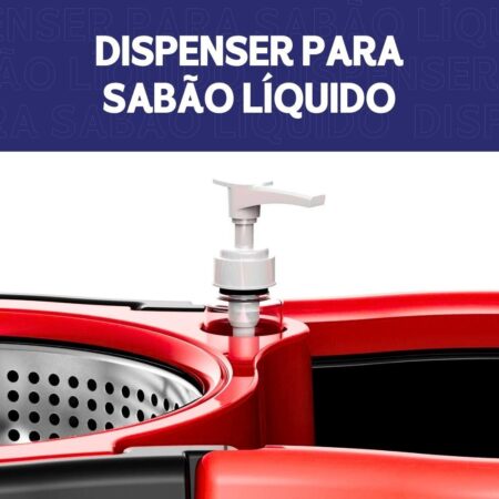Mop Giratório Com Cesto Em Inox C/2 Refil e Dispense Para Sabão - Imagem 4