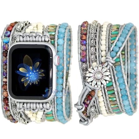 Pulseira Apple Watch Artesanal com Pedras Amazonitas e Jaspe - Imagem 20