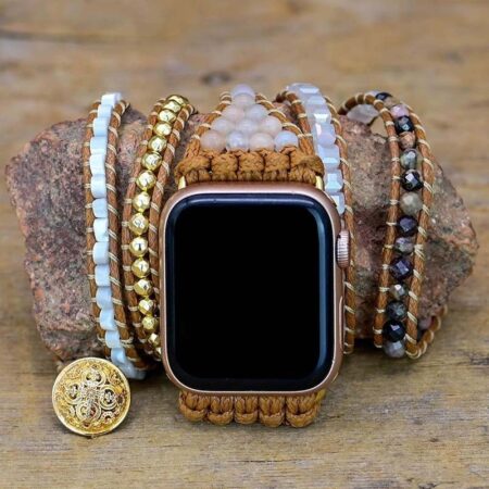 Pulseira Apple Watch Artesanal com Pedras Amazonitas e Jaspe - Imagem 29