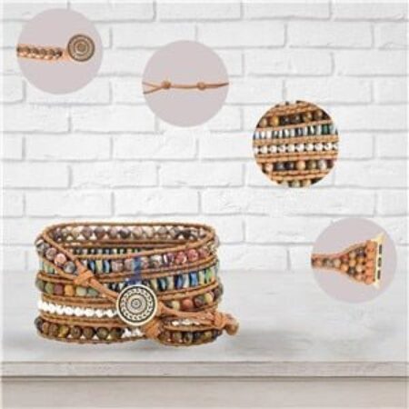 Pulseira Apple Watch Artesanal com Pedras Amazonitas e Jaspe - Imagem 26