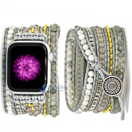 Pulseira Apple Watch Artesanal com Pedras Amazonitas e Jaspe - Imagem 6