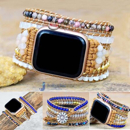 Pulseira Apple Watch Artesanal com Pedras Amazonitas e Jaspe - Imagem 23
