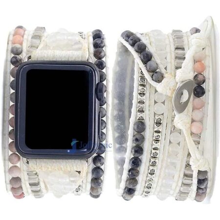 Pulseira Apple Watch Artesanal com Pedras Amazonitas e Jaspe - Imagem 15