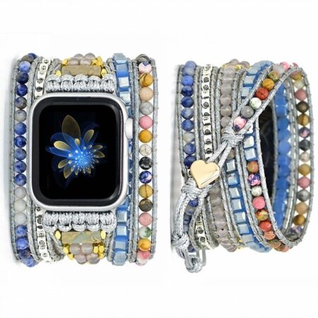 Pulseira Apple Watch Artesanal com Pedras Amazonitas e Jaspe - Imagem 16