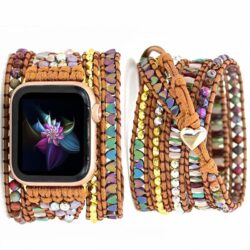Pulseira Apple Watch Artesanal com Pedras Amazonitas e Jaspe