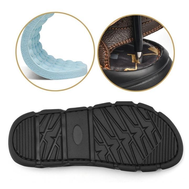 Sandália de Couro Masculina Anti Stress com Velcro - Frete Grátis - Imagem 6
