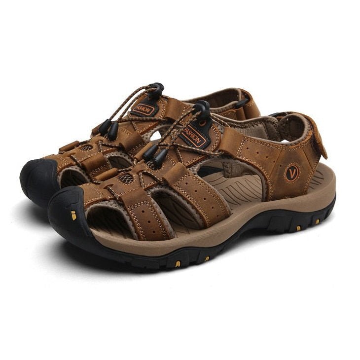 Sandália de Couro Masculina Ortopédica Antiderrapante - Frete Grátis