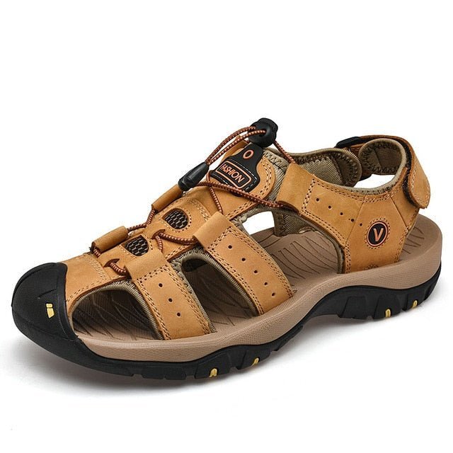 Sandália de Couro Masculina Ortopédica Antiderrapante - Frete Grátis - Imagem 4