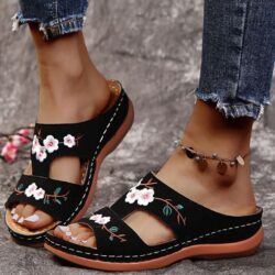 Sandália Feminina Ortopédica Flor - Frete Grátis