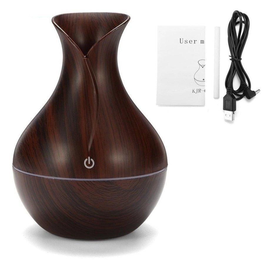 Umidificador De Ar Aromaterapia 130ml Difusor Ultrassônico Portátil Estilo Madeira Led - Imagem 4