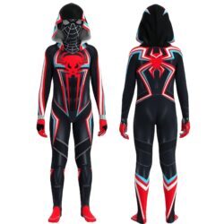 Fantasia Miles Morales 2099 Black Homem-Aranha Cosplay Traje Luxo Profissional