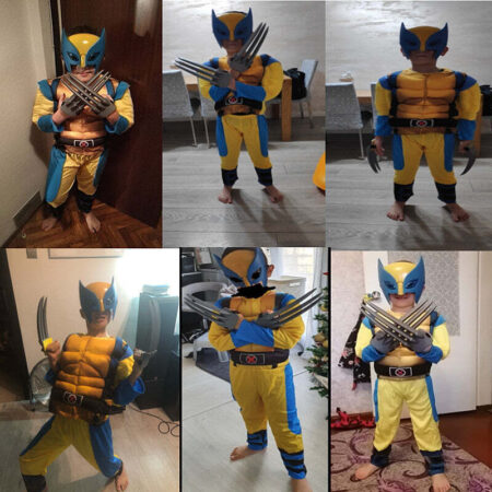 Fantasia Infantil Wolverine Logan Traje com Enchimento Músculos Crianças top - Imagem 8