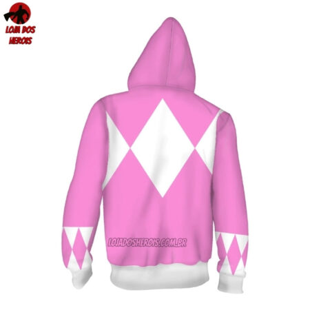 Blusa Jaqueta 3D Com Zíper Ranger Rosa Power Rangers Mighty Morphin - Image 2