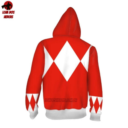 Blusa Jaqueta 3D Com Zíper Ranger Vermelho Power Rangers Mighty Morphin - Image 3