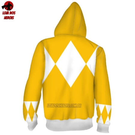 Blusa Jaqueta 3D Com Zíper Ranger Amarelo Power Rangers Mighty Morphin - Image 3