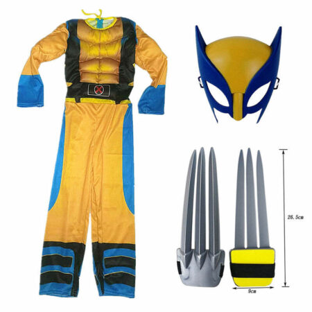 Fantasia Infantil Wolverine Logan Traje com Enchimento Músculos Crianças top - Imagem 4