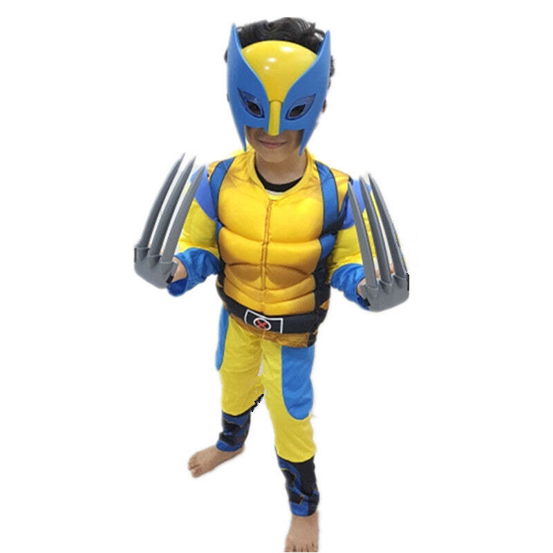 Fantasia Infantil Wolverine Logan Traje com Enchimento Músculos Crianças top - Imagem 3
