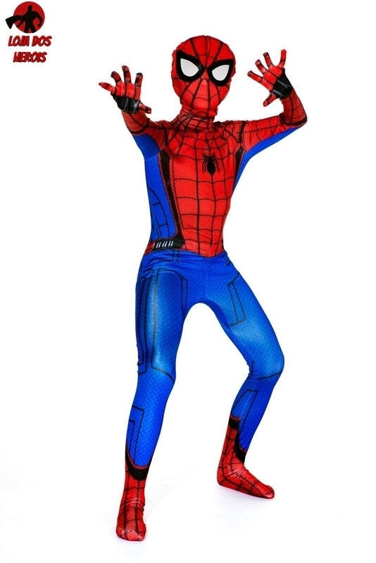 Fantasia Homem Aranha De Volta ao Lar Tom Holland Infantil Traje - Imagem 5