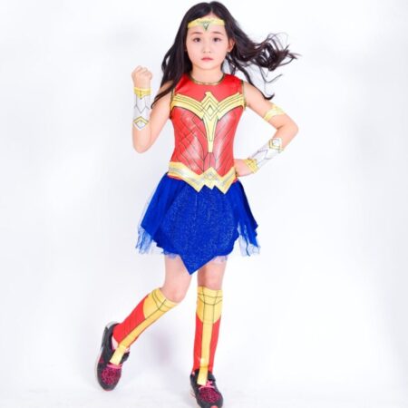 Fantasia Mulher Maravilha infantil traje Cosplay Meninas - Imagem 2