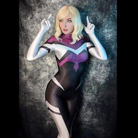 Fantasia Feminina Spider Gwen Mulher Aranha Adulto Cosplay Traje Luxo