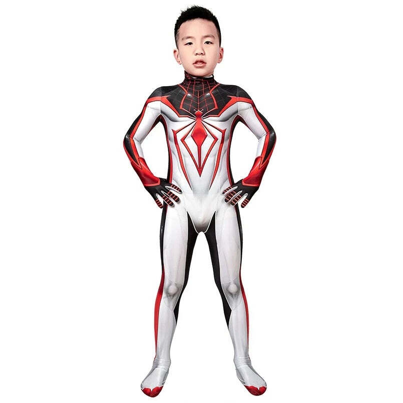 Fantasia Infantil Homem-Aranha Miles Morales Game ps5 Cosplay Crianças Traje Luxo - Imagem 3