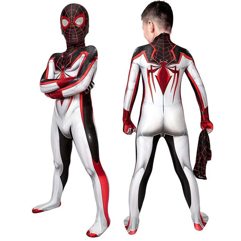 Fantasia Infantil Homem-Aranha Miles Morales Game ps5 Cosplay Crianças Traje Luxo