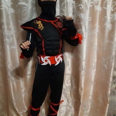 Fantasia Infantil Ninja Black Dragon Festas Cosplay Traje Completo Para Crianças - Imagem 3