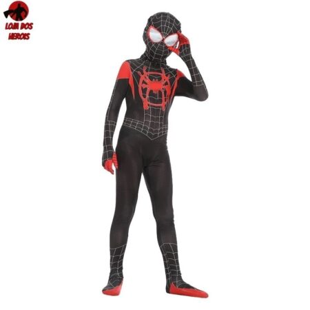 Fantasia Infantil Cosplay Heróis Homem Aranha Miles Morales Aranhaverso - Imagem 2