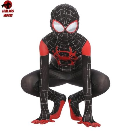 Fantasia Infantil Cosplay Heróis Homem Aranha Miles Morales Aranhaverso - Imagem 4
