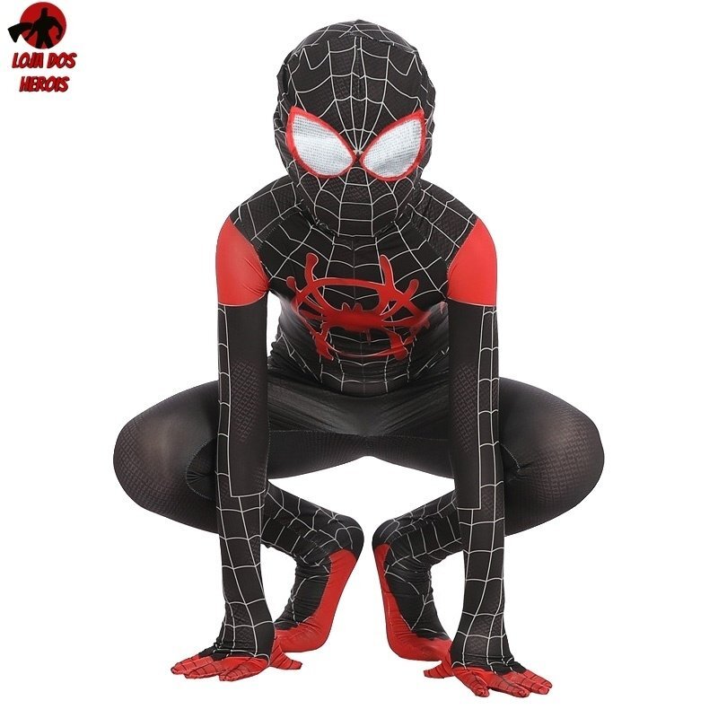 Fantasia Infantil Cosplay Heróis Homem Aranha Miles Morales Aranhaverso - Imagem 4
