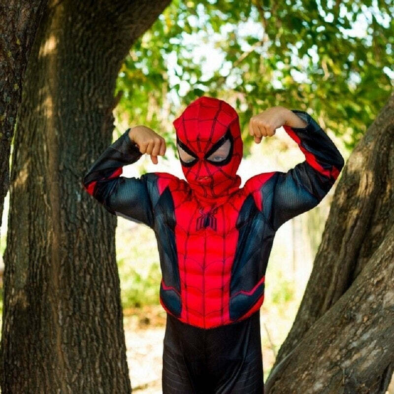 Fantasia Infantil Homem Aranha Filme Com Enchimento Músculos Crianças Top - Imagem 4