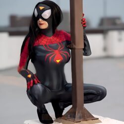 Fantasia Feminina Mulher-Aranha Jessica Drew Aranhaverso Cosplay Traje Luxo Profissional