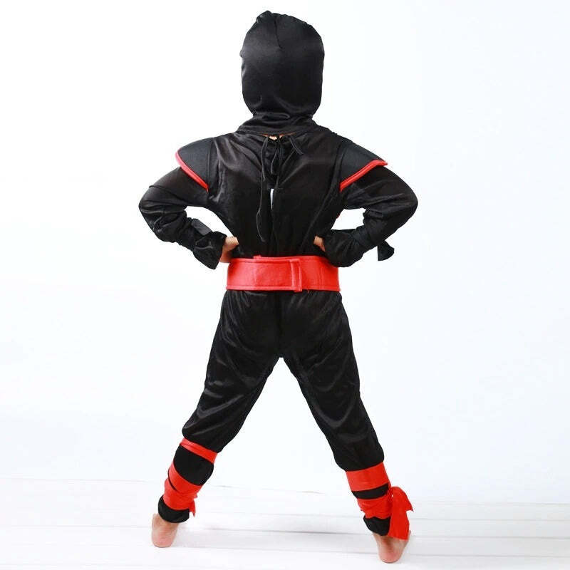 Fantasia Infantil Ninja Black Dragon Festas Cosplay Traje Completo Para Crianças - Imagem 2