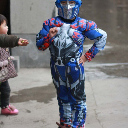 Fantasia Infantil Optimus Prime Transformers Com Enchimento Músculos Crianças Top - Imagem 2