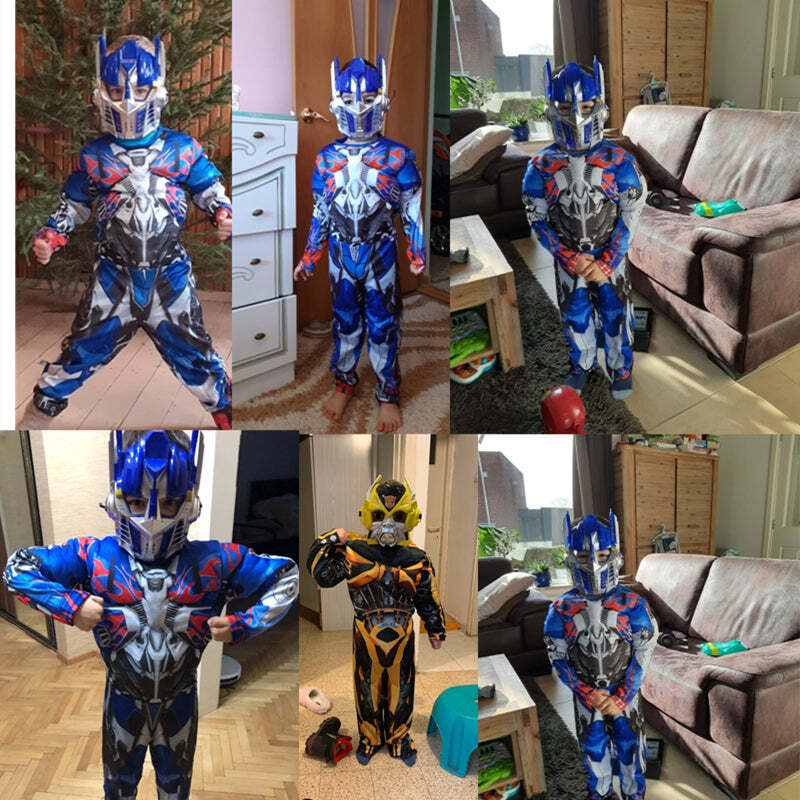 Fantasia Infantil Optimus Prime Transformers Com Enchimento Músculos Crianças Top - Imagem 4