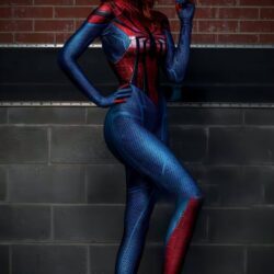 Fantasia Feminina Mulher Aranha Mary Jane Spider-Woman Traje Luxo Cosplay Mulheres