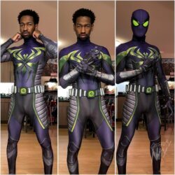 Fantasia Miles Morales Traje Soberania Roxa Game Cosplay Luxo Profissional