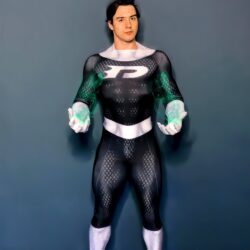 Fantasia Masculina Danny Phantom Adulto Cosplay Traje Luxo