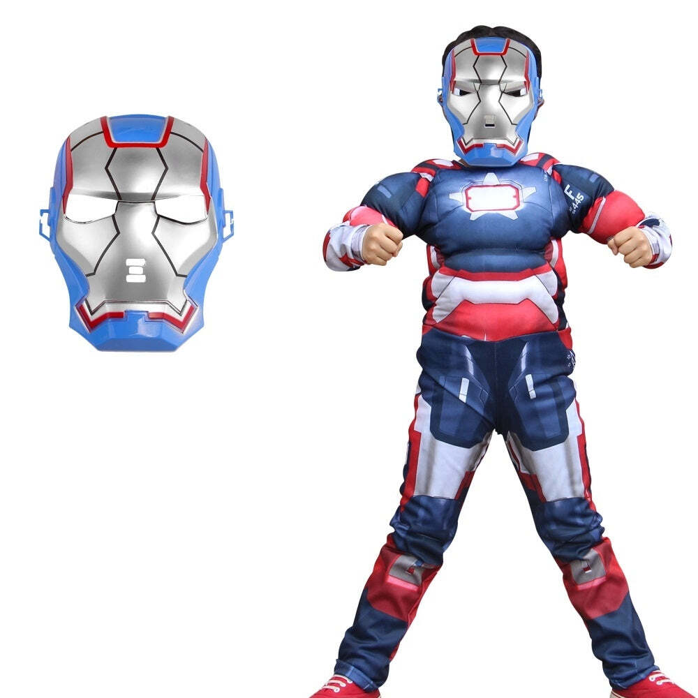 Fantasia Infantil Homem De Ferro Hq Com Enchimento Músculos Crianças Top