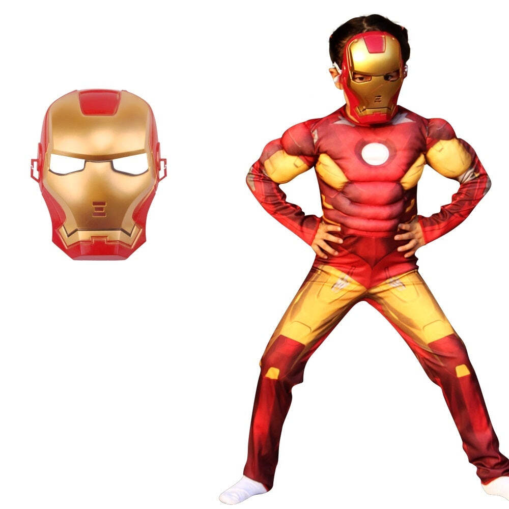 Fantasia Infantil Homem De Ferro Clássico Com Enchimento Músculos Crianças Top