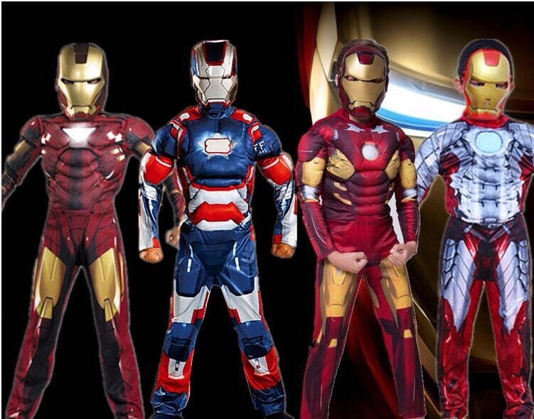 Fantasia Infantil Homem De Ferro Mark XLII Com Enchimento Músculos Crianças Top - Imagem 3