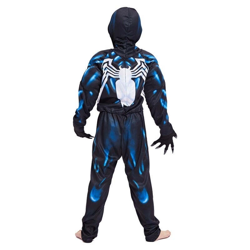 Fantasia Infantil Venom Homem Aranha Com Enchimento Músculos Crianças Top - Imagem 4