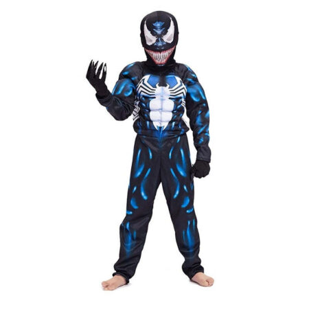 Fantasia Infantil Venom Homem Aranha Com Enchimento Músculos Crianças Top - Imagem 2