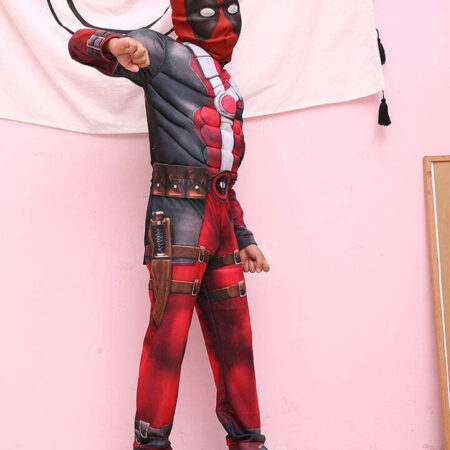 Fantasia Infantil Deadpool Com Enchimento Músculos Crianças Top - Imagem 2