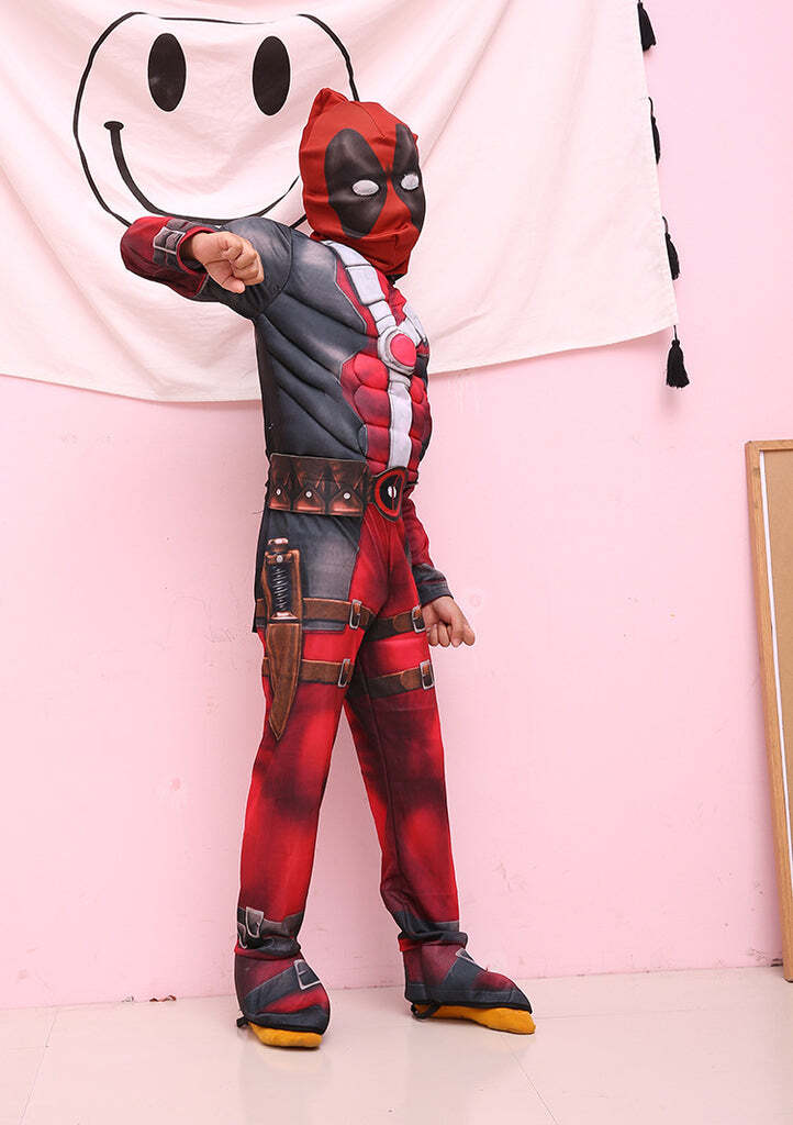 Fantasia Infantil Deadpool Com Enchimento Músculos Crianças Top - Imagem 2