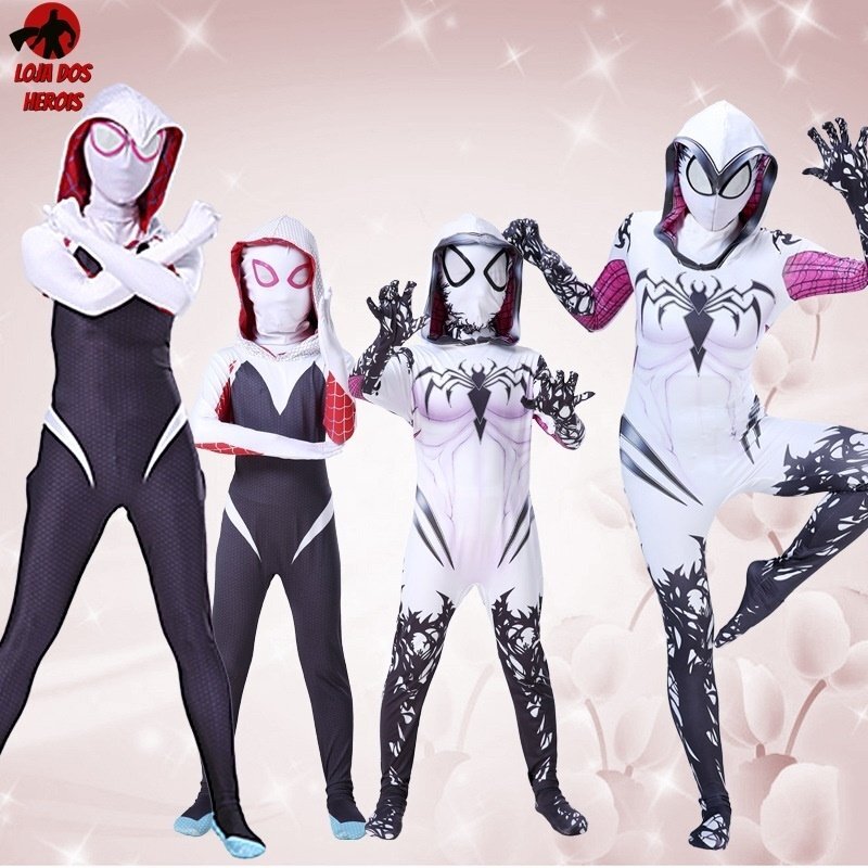 Fantasia Infantil Cosplay Heróis Spider Gwen Aranha Fantasma 2 - Imagem 2