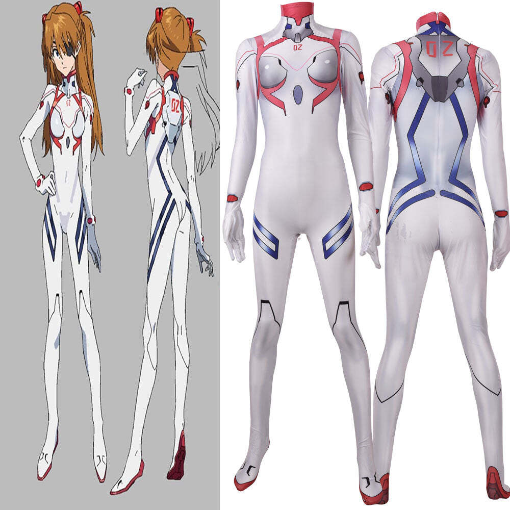 Fantasia Feminina Asuka Shinji Neon Genesis Evangelion Anime Cosplay Traje Luxo - Imagem 14