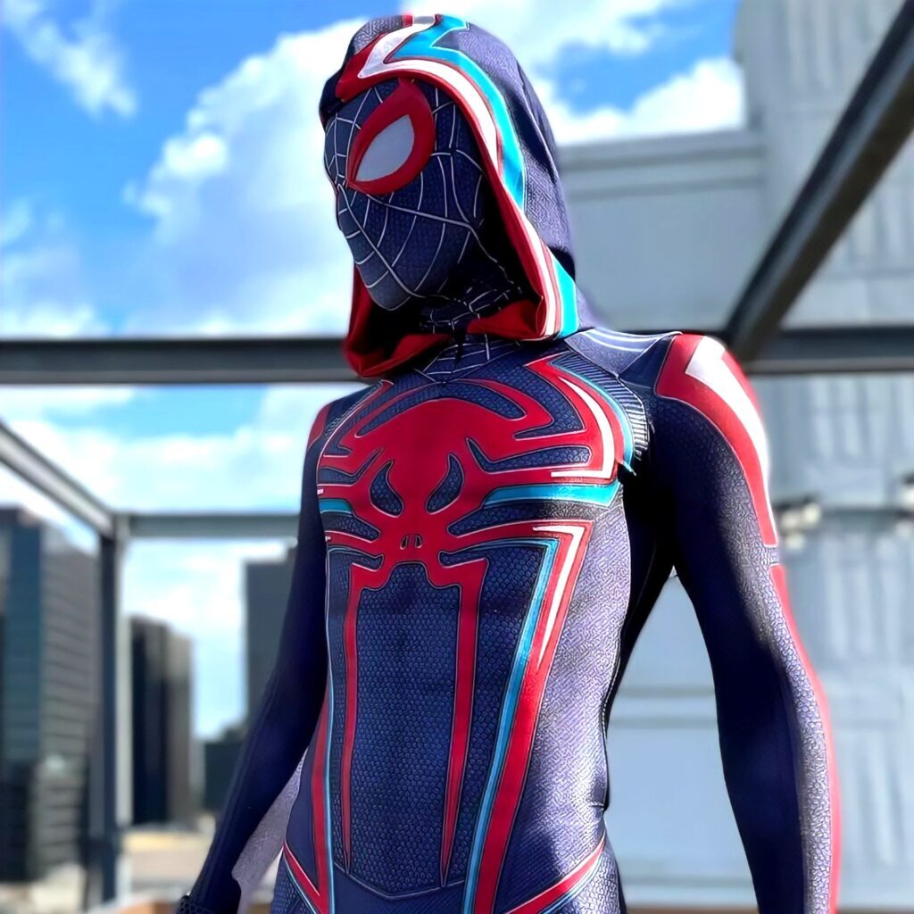 Fantasia Miles Morales 2099 Homem-Aranha Cosplay Traje Luxo Profissional - Imagem 3