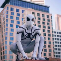 Fantasia Homem-Aranha Fundação Futuro Adulto Cosplay Traje Luxo Profissional