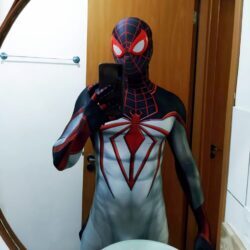 Fantasia Homem-Aranha Miles Morales Traje S,P..O.R.T. Adulto Cosplay Luxo